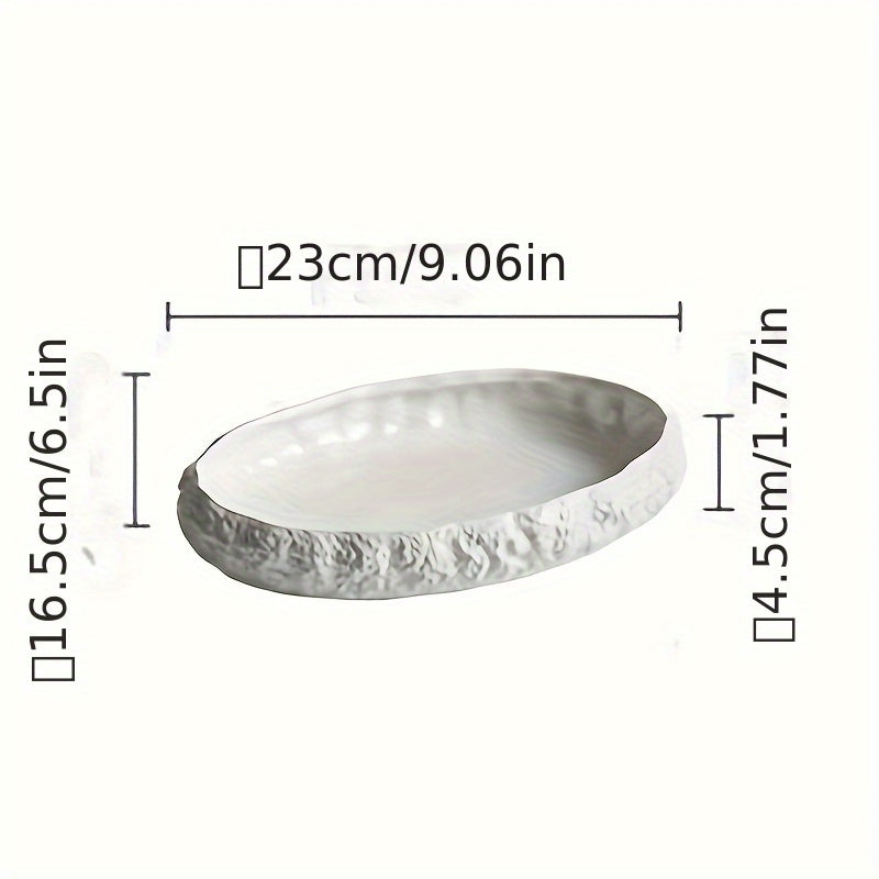 White Ceramic Serving Platter (1 Piece) – Non-Slip Base, Scratch & Heat Resistant