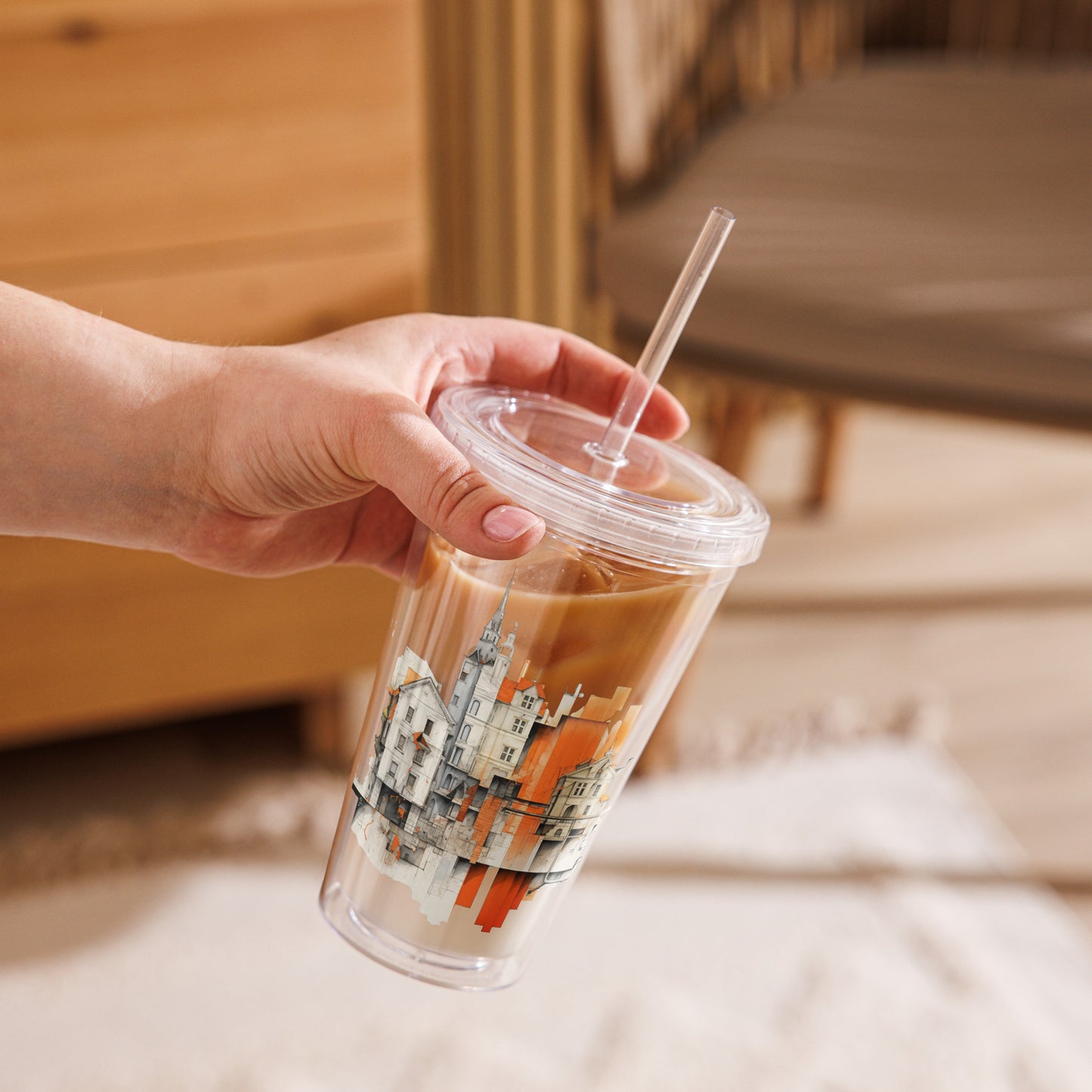 Clear plastic tumbler