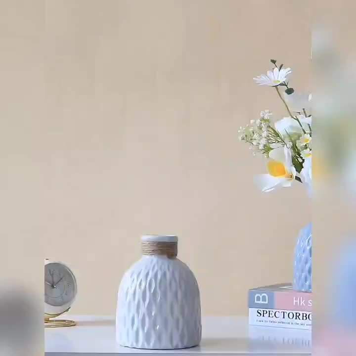 2 Pcs White Modern Nordic Plastic Vases, Simple Tabletop Water Bottles for Home Living Room & Dining Table Decor, Creative Artistic Party Decoration Pieces with Birthday Decor Accents