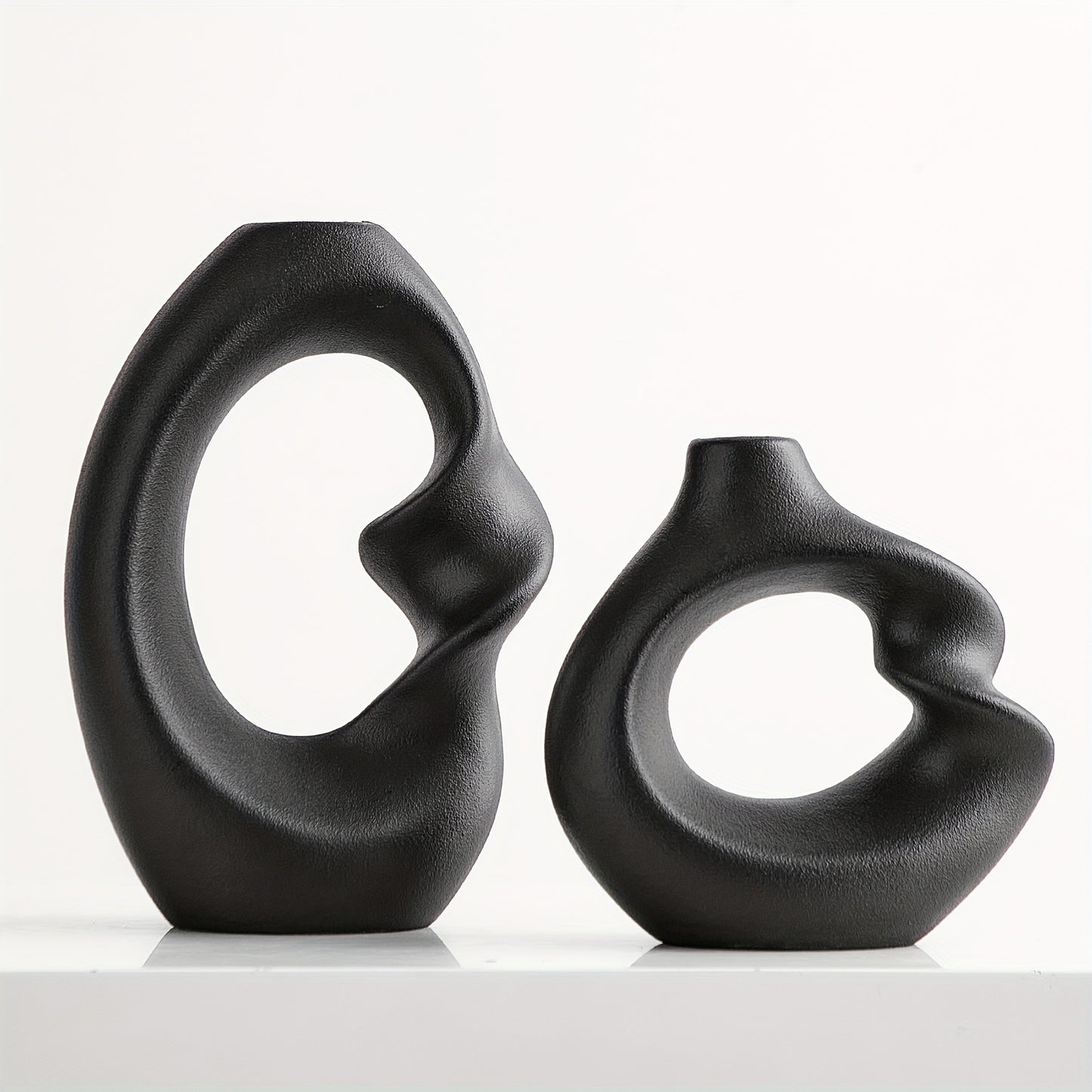 Set of 2 Ceramic Vases for Modern Home Decor - Matte Finish Pampas Flower Vases - Minimalist Nordic Boho Style - Perfect for Weddings, Parties, Living Rooms, Offices, and Bedrooms - Great Gift Idea