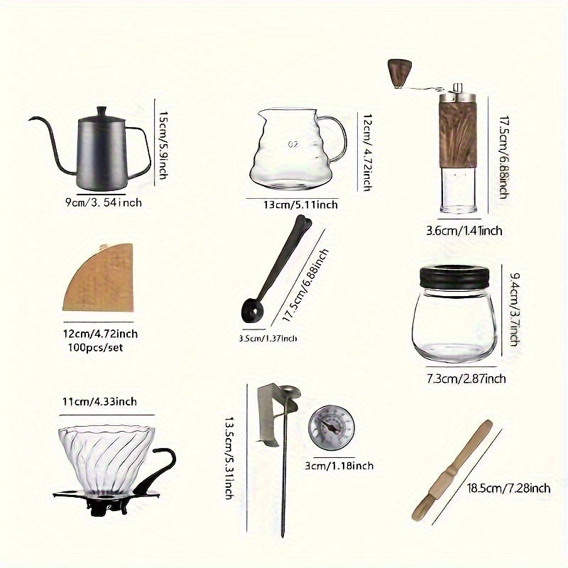 10pcs/set Coffee Maker & Filter Cup Set | Hand-Brewing Coffee Kit, Easy to Use, Suitable for Brewing Coffee, Tea & Pure Milk, Kitchen Essentials