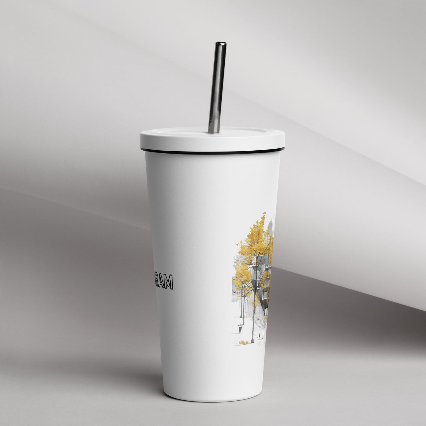 T-E Insulated tumbler with a straw
