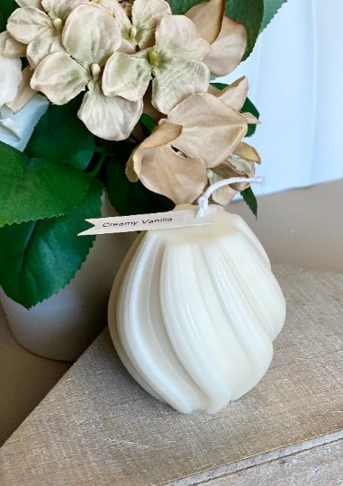 Handcrafted Soy Wax Ribbed Twirl Decorative Accent Candle-4