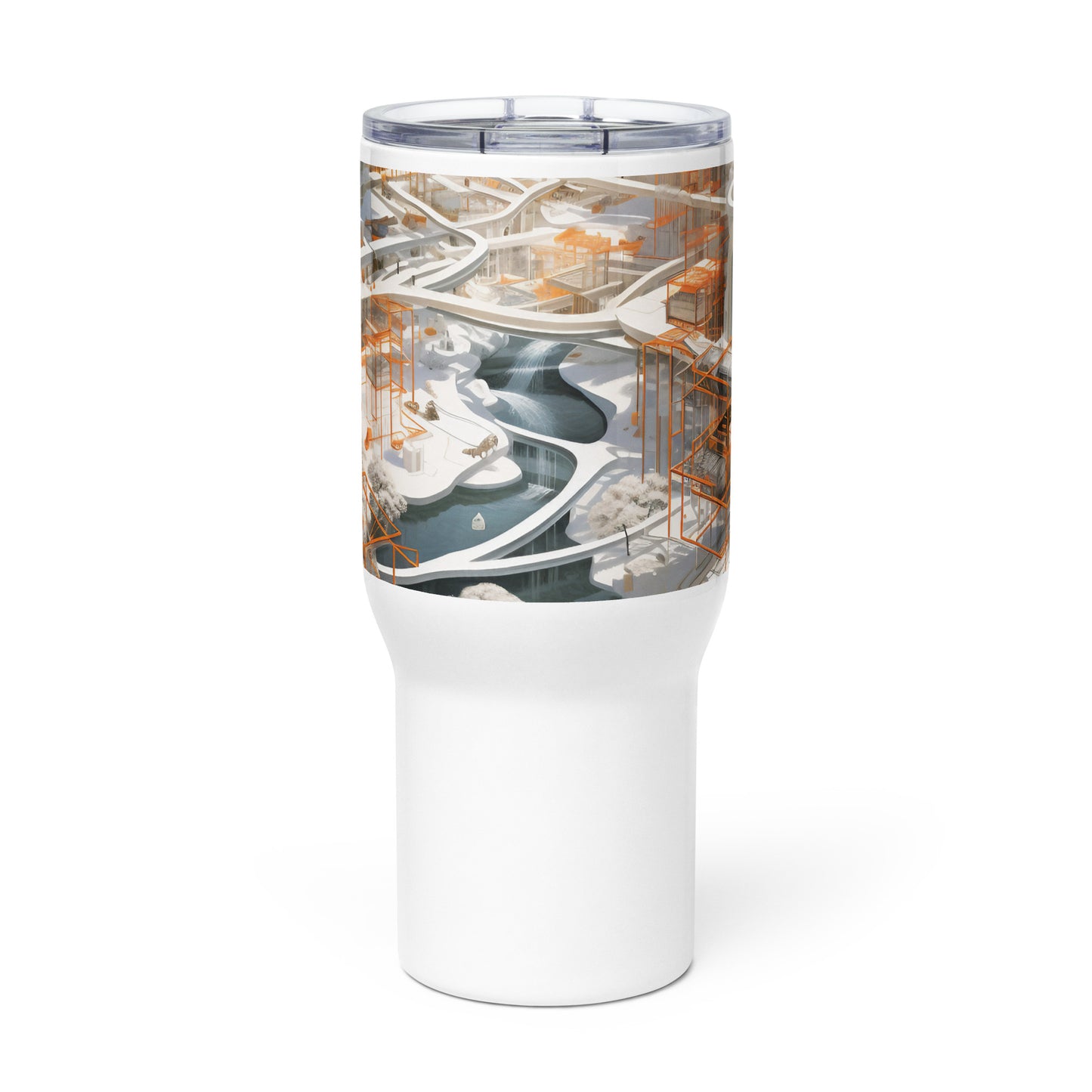 Travel mug with a handle