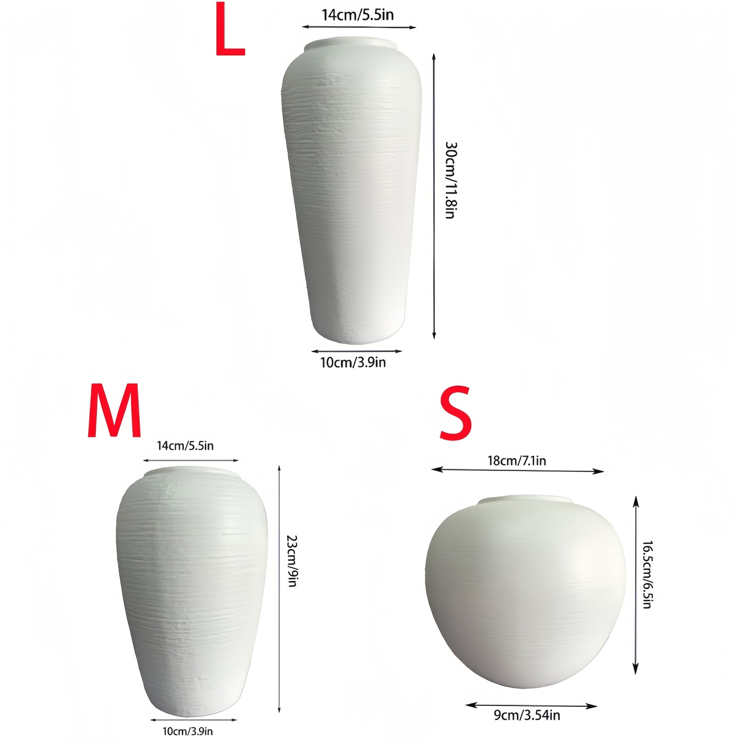 Modern Bohemian Minimalist Hard Plastic Vase - Cylindrical Ceramic-Suitable for (Compatible with) Flower Arrangements, Elegant Tall Plain Vase for Wedding, Home, Office, Decor - Durable Decorative Container