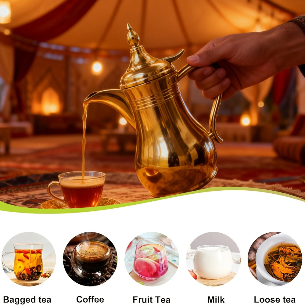Middle Eastern Arabic Turkey-Inspired Stainless Steel Coffee Pot Dallah Pot Coffee Maker, Double-Wall Insulated Coffee Pot with Lid And Hand, Multiple Colors And Capacities Available for Women, Men, Guests, Best Gift Idea, Ki