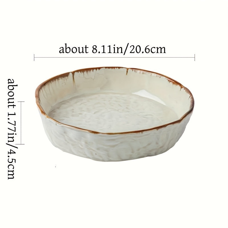 Handmade Water-Pattern Ceramic Bowl Set (2-Piece, 8") – Vintage Serving Plates