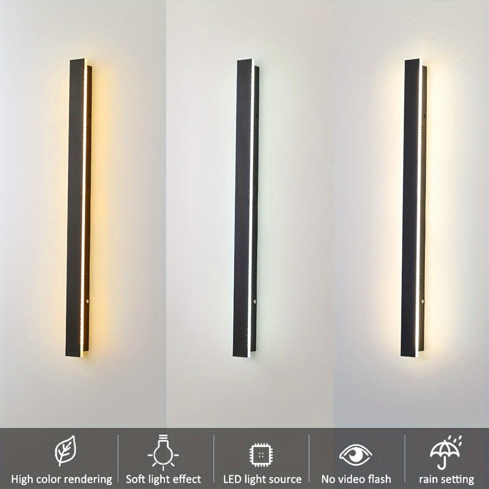 1pc Modern Garden Pattern Wall Lamp, Waterproof Long Wall Lamp Outdoor, Simple High-end Wall Lamp, Lamps Can Be Used For Outdoor Corridors, Balconies, Courtyards, Aisles, Exterior Walls, Staircase Lights