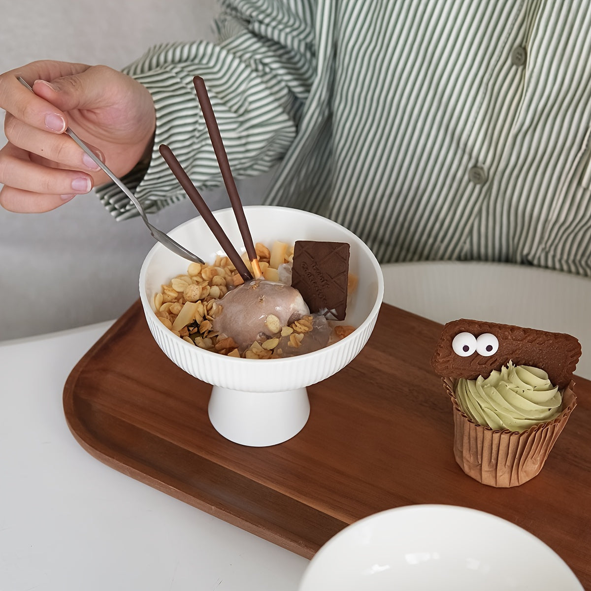 Handcrafted Ceramic Yogurt Bowl (1 Piece) – High-Leg Dessert & Breakfast Cup