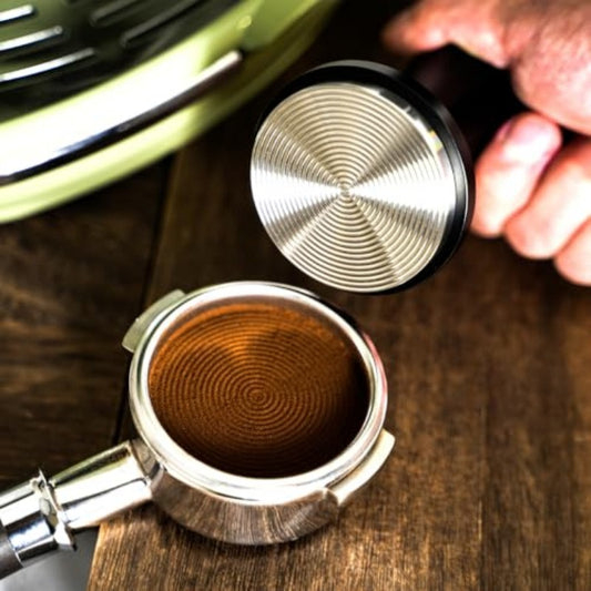 58.35Mm Glueckzeit Espresso Tamper For Breville | 30Lb Calibrated 2-Spring Loaded Coffee Tamper With Stand And Ripple Base - Black