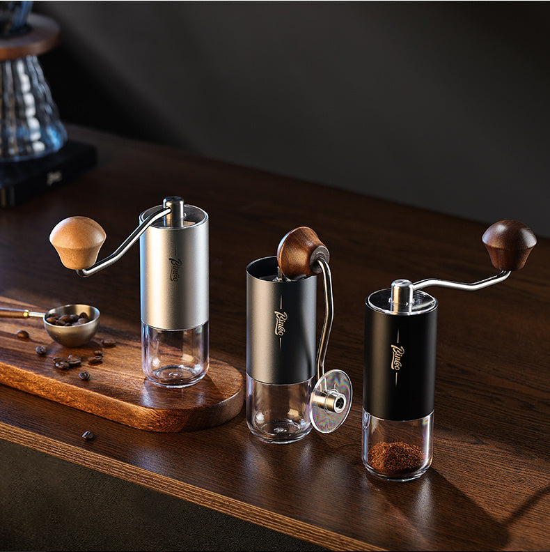 Bincoo Phantom Series Manual Coffee Grinder Featuring 6 Star Steel Burrs, a Portable Hand Crank Mill with Adjustable Grind Settings Suitable for Espresso, Pour Over, French Press, And Drip Coffee, Ideal for Home, Travel, Camp