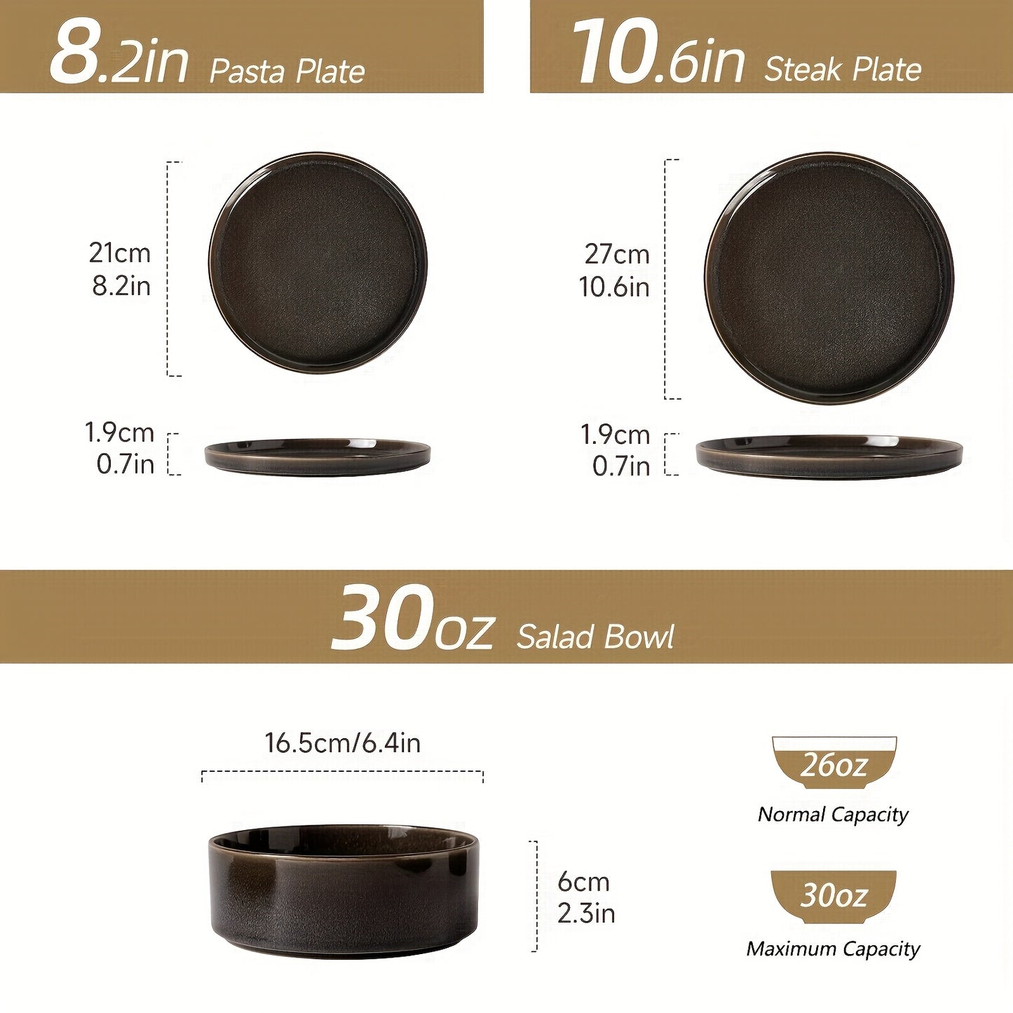 Striped Cream Beige Reactive Glaze Dinnerware Set (12-Piece Ceramic Stoneware)