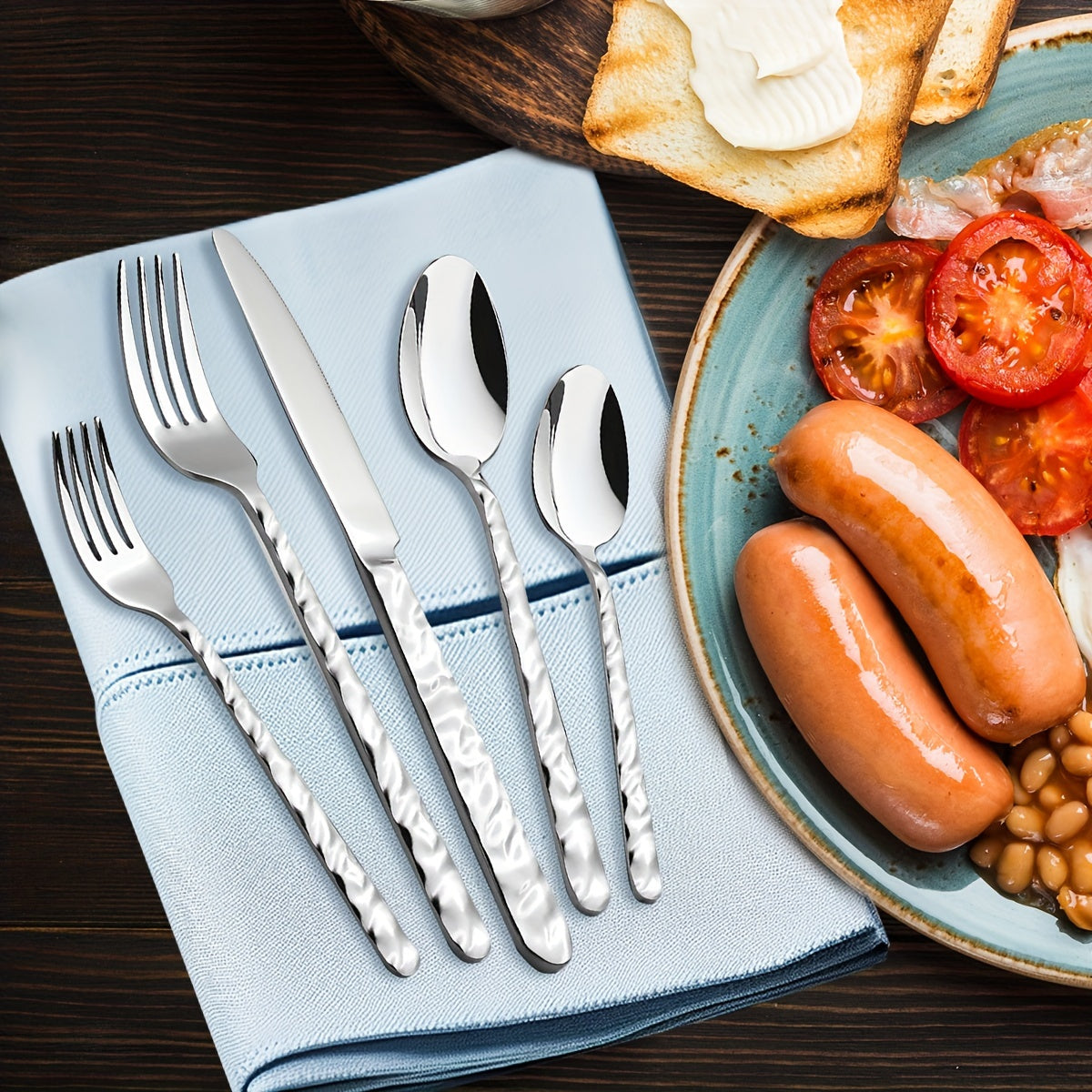 Silverware Set, 40PCS/60PCS Stone Handle Set - Mirror Polished, Dishwasher Safe - Suitable for Home, Catering, Parties, Weddings & Restaurants - For Families & Entertainers