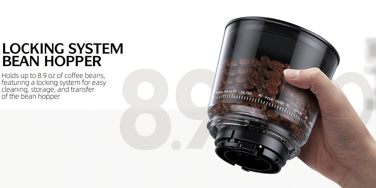 Burr Coffee Grinder with 60 Grinding Settings | Electric Coffee Bean Grinder for Home Use with 60 Seconds Timer, 1-8 Cup Capacity, Touch Screen, Anti-static, 430 Stainless Steel, Black