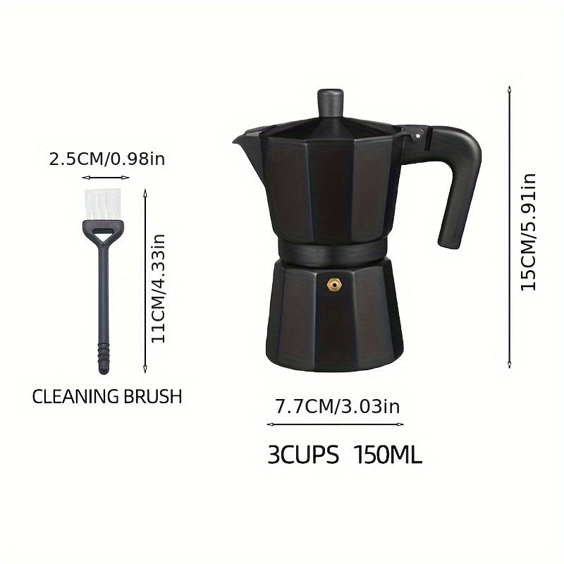 6-Cup Moka Pot Stovetop Espresso Maker with Cleaning Brush - Italian Coffee Maker for Gas/Electric/Ceramic Cooktops, Durable Cast Aluminum, Perfect for Latte, Cappuccino & Home/Camping Use