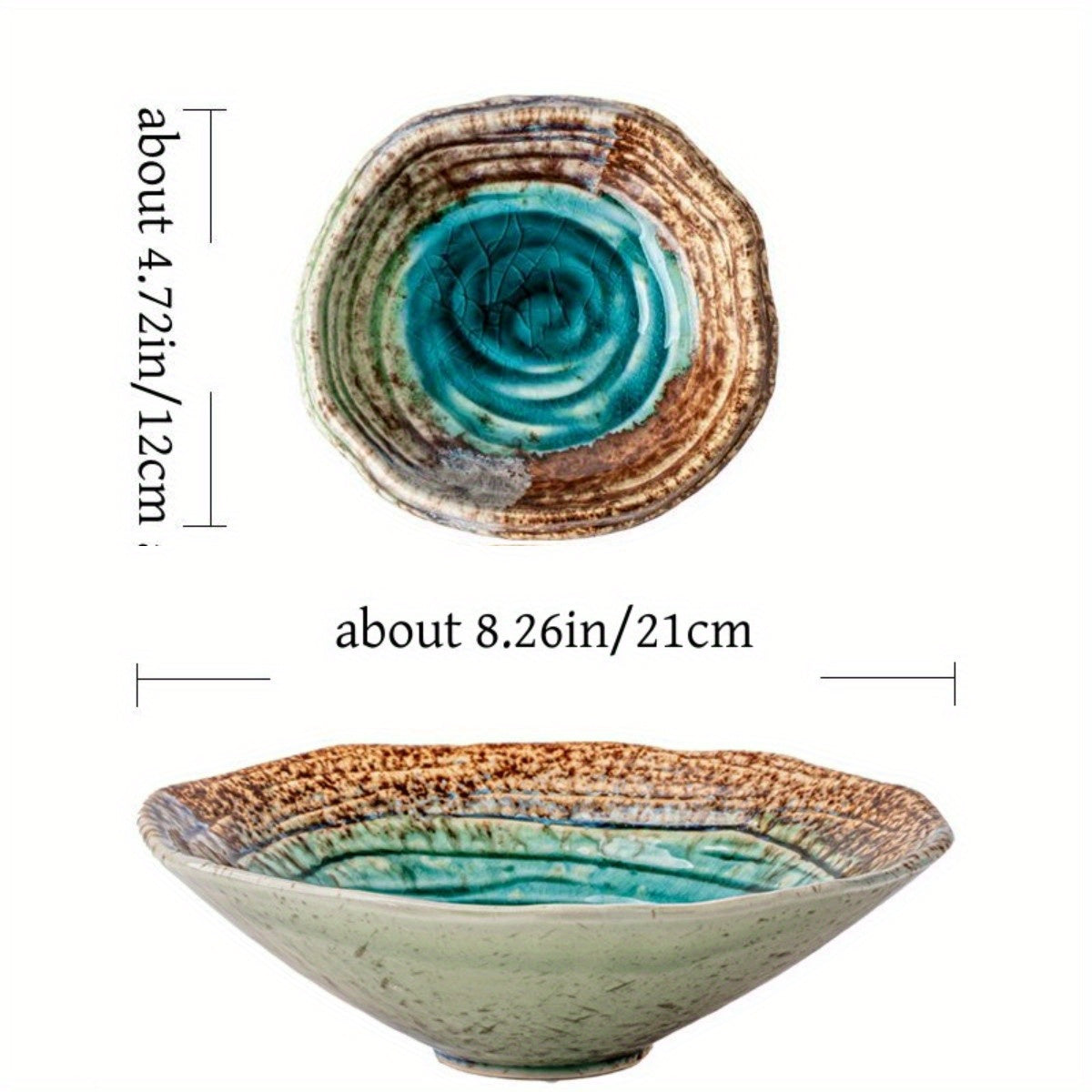 Ice Crack Glaze Ceramic Bowl Set (2-Piece, 8") – Special-Shaped Serving Bowls