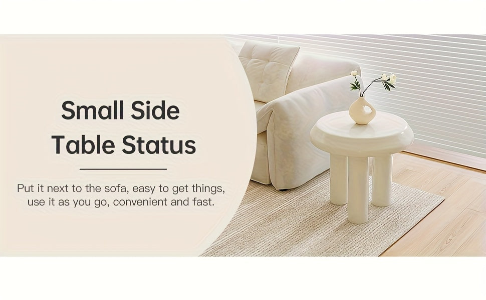 Modern Nesting Coffee Table Set – Cream White Round Tables (Set of 2)