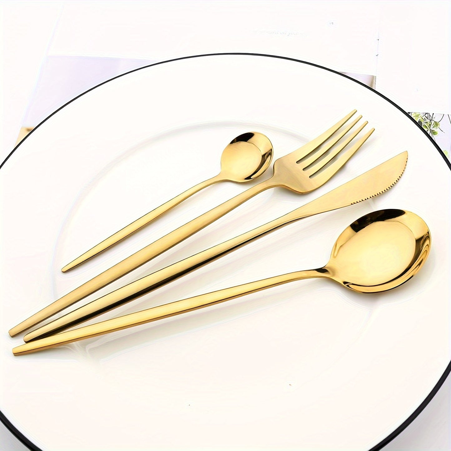 Mirror Polished Western Tableware Set 16pcs, Stainless Steel Tableware Set for 4 People, Including 4 Dinner Knives, 4 Dinner Forks, 4 Dinner Spoons, 4 Teaspoons, Suitable for Home Kitchen and Restaurant, Dishwasher Safe