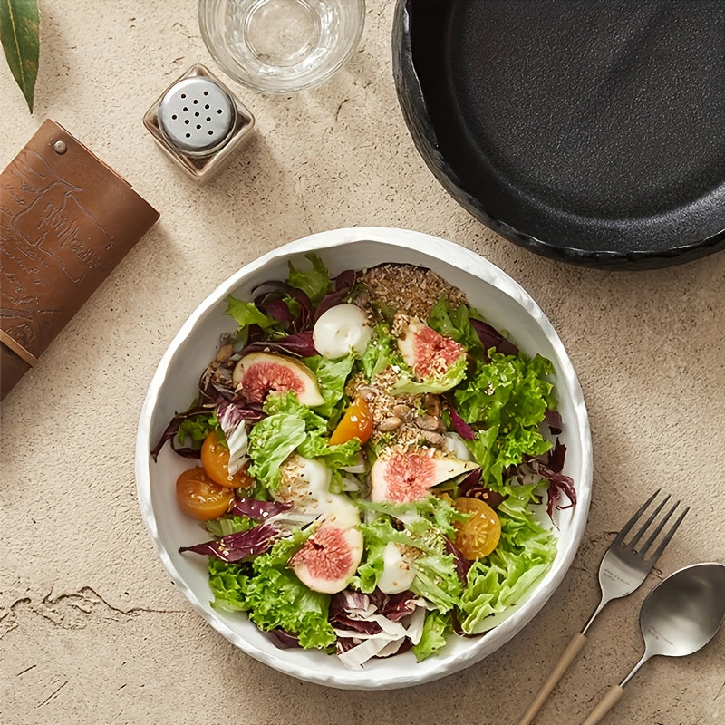 Wave-Edge Ceramic Plate (7.87") – Modern Textured Serving Plate, Microwave Safe