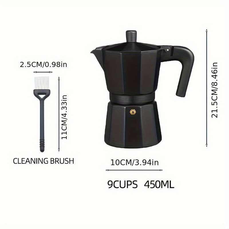 6-Cup Moka Pot Stovetop Espresso Maker with Cleaning Brush - Italian Coffee Maker for Gas/Electric/Ceramic Cooktops, Durable Cast Aluminum, Perfect for Latte, Cappuccino & Home/Camping Use
