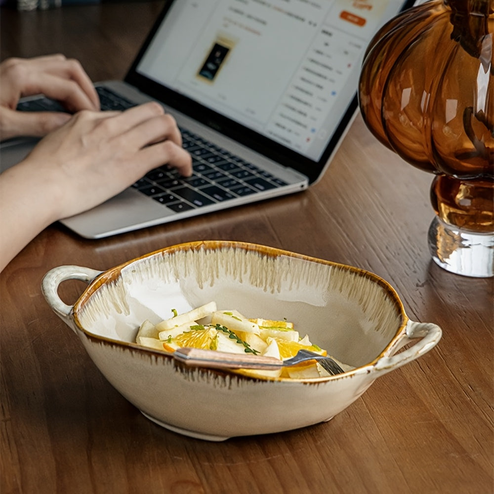 Handmade Ceramic Bowl Set (2-Pack) – Serving Bowls for Noodles, Salad & Dessert