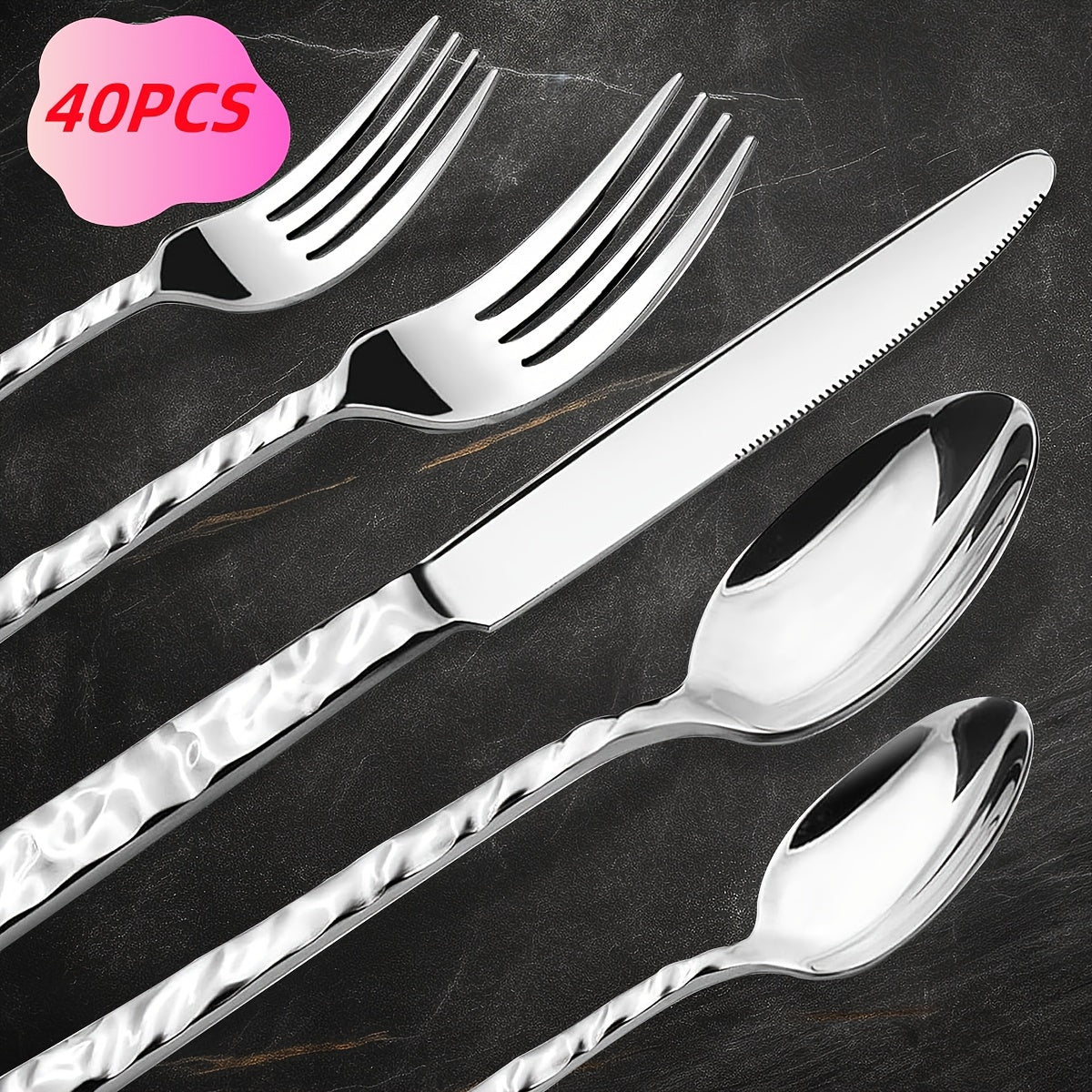Silverware Set, 40PCS/60PCS Stone Handle Set - Mirror Polished, Dishwasher Safe - Suitable for Home, Catering, Parties, Weddings & Restaurants - For Families & Entertainers