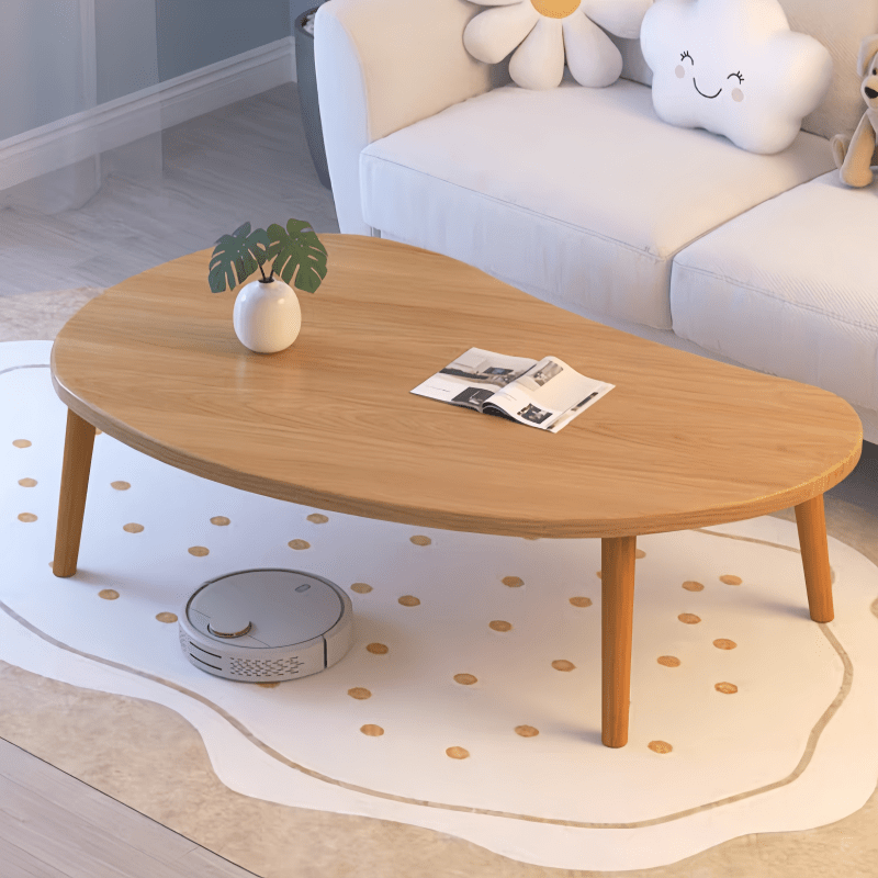 Minimalist Solid Wood Coffee Table – Natural Wood Grain Center Table