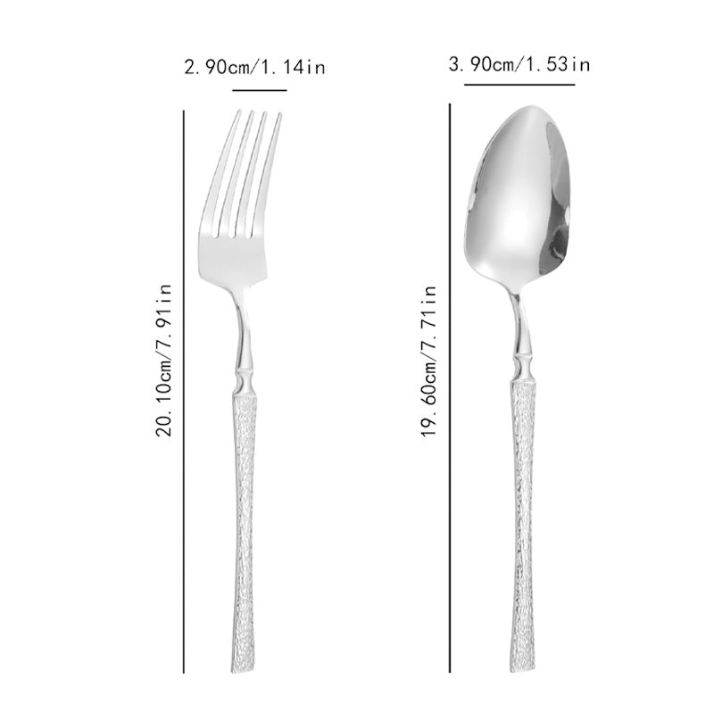 4/8pcs Premium Vertical Stripe Handle Stainless Steel Cutlery Set, Western Dining Utensils, Fork and Spoon Combo, Suitable for Home Kitchen, Hotel Restaurant, Wedding Party, Holidays, Christmas, Easter, Thanksgiving