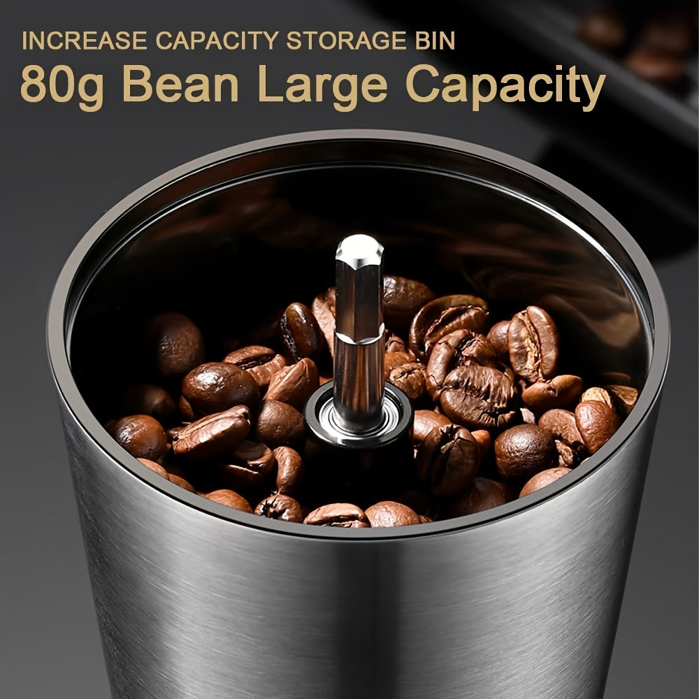 Stainless Steel Manual Coffee Grinder With 8 Adjustable Settings, Large Capacity Conical Burr Coffee Grinder, Portable Hand Coffee Bean Mill With Hand Crank For Kitchen, Home, Travel, Camping, Office, Espresso, Pour Over