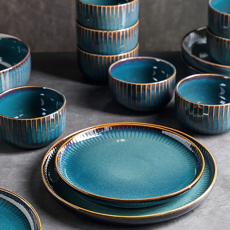 Blue Ceramic Pasta Bowl Set (2-Piece, 26oz, 6") – Microwave & Dishwasher Safe