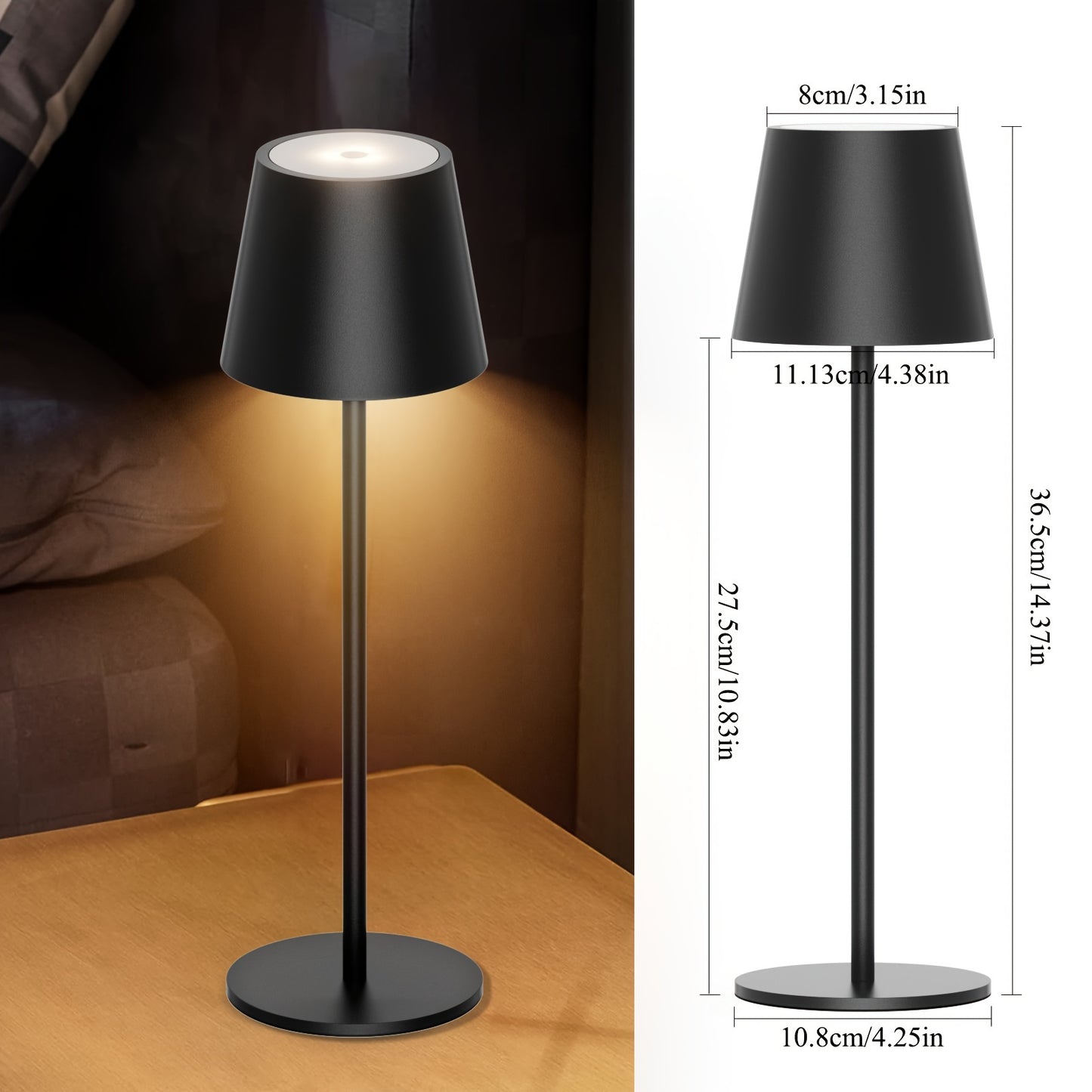 2pcs Rechargeable LED Cordless Table Lamp, 5000mAh Battery Powered Portable Desk Lamp, Outdoor Camping Lamp 3W Dining Table Lamps, Stepless Dimmable Battery Lamp for Restaurant/ Camping Lighting (Off White/ Black/ White/ Gold