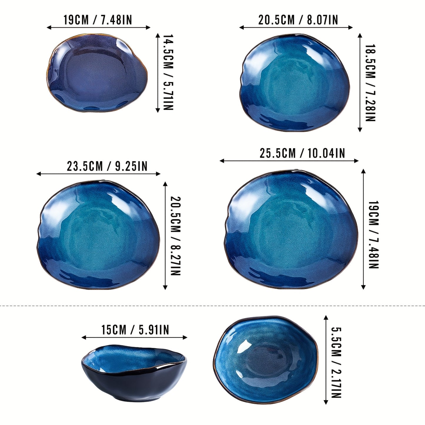 Scandinavian Irregular Ceramic Dinnerware Set (20-Piece) – Cat’s Eye Blue Tableware