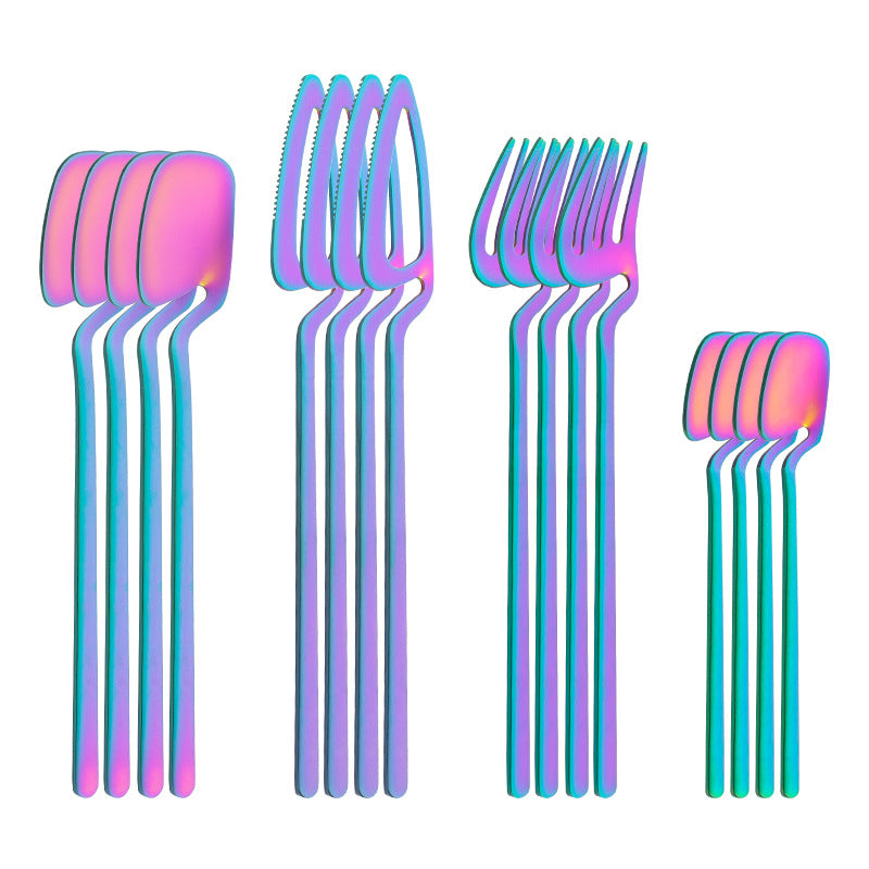 [Stainless Steel | Cutlery] 16pcs/24pcs Reusable Stainless Steel Cutlery Set | Tableware Eating Utensils Set, Kitchen Supplies, Dinnerware Set With Long Handle