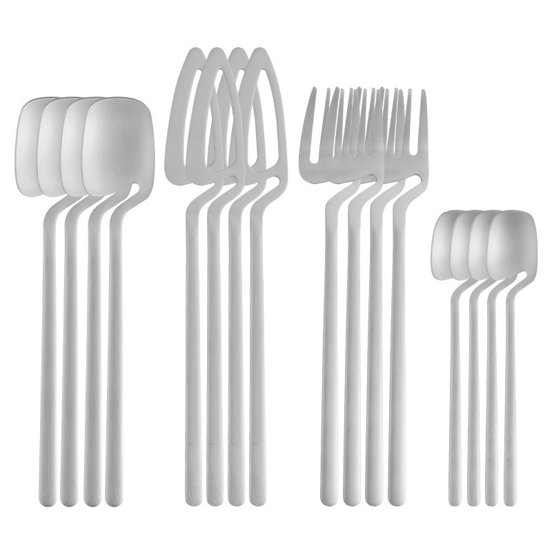 [Stainless Steel | Cutlery] 16pcs/24pcs Reusable Stainless Steel Cutlery Set | Tableware Eating Utensils Set, Kitchen Supplies, Dinnerware Set With Long Handle