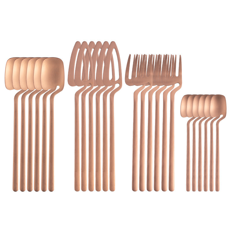 [Stainless Steel | Cutlery] 16pcs/24pcs Reusable Stainless Steel Cutlery Set | Tableware Eating Utensils Set, Kitchen Supplies, Dinnerware Set With Long Handle