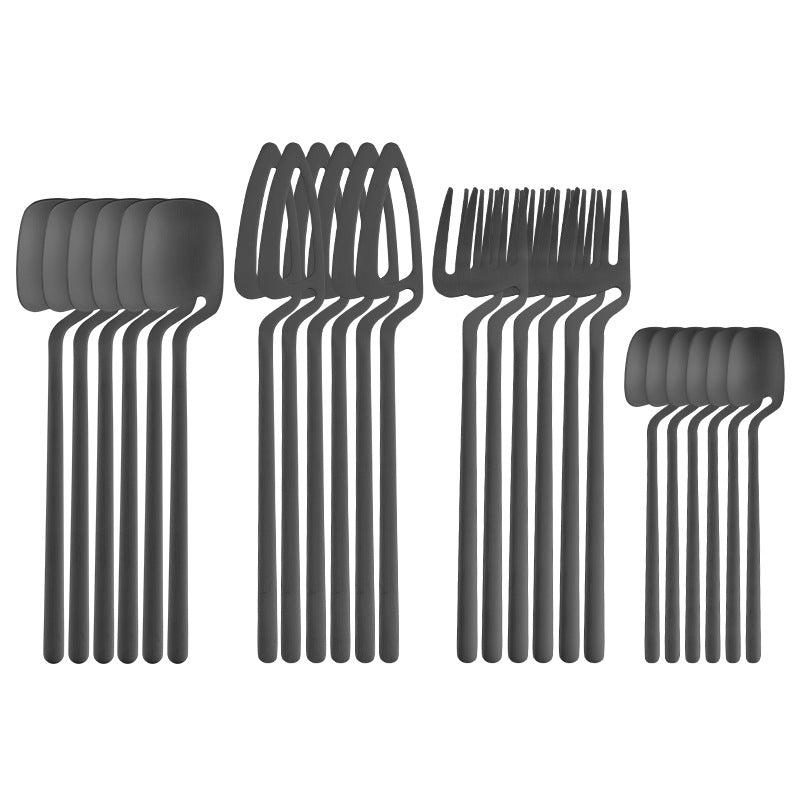 [Stainless Steel | Cutlery] 16pcs/24pcs Reusable Stainless Steel Cutlery Set | Tableware Eating Utensils Set, Kitchen Supplies, Dinnerware Set With Long Handle