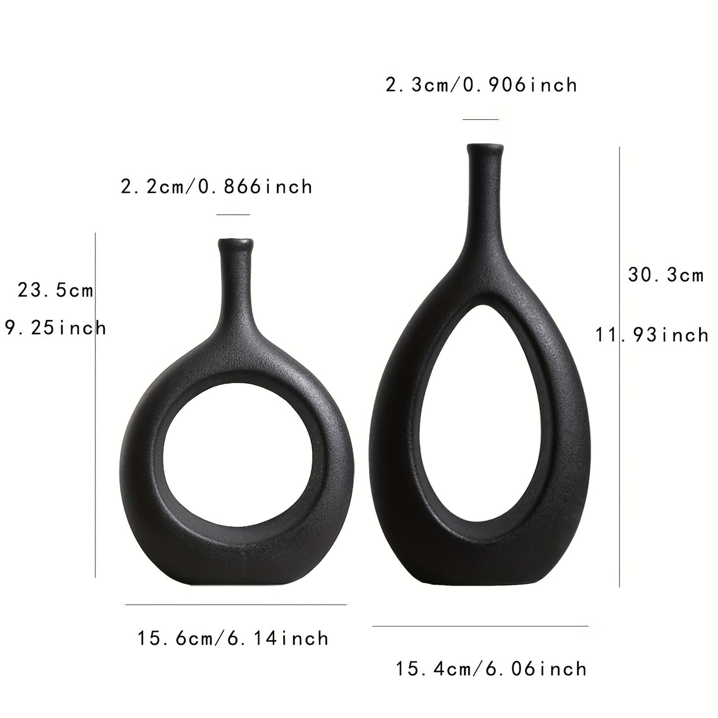 2pcs Ceramic Flower Vase, Hollow Oval Vase For Home Décor Office Decoration, Modern Geometric Vases Figurines Ornament For Living Room Bedroom Dining Table