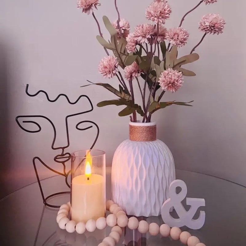 2 Pcs White Modern Nordic Plastic Vases, Simple Tabletop Water Bottles for Home Living Room & Dining Table Decor, Creative Artistic Party Decoration Pieces with Birthday Decor Accents