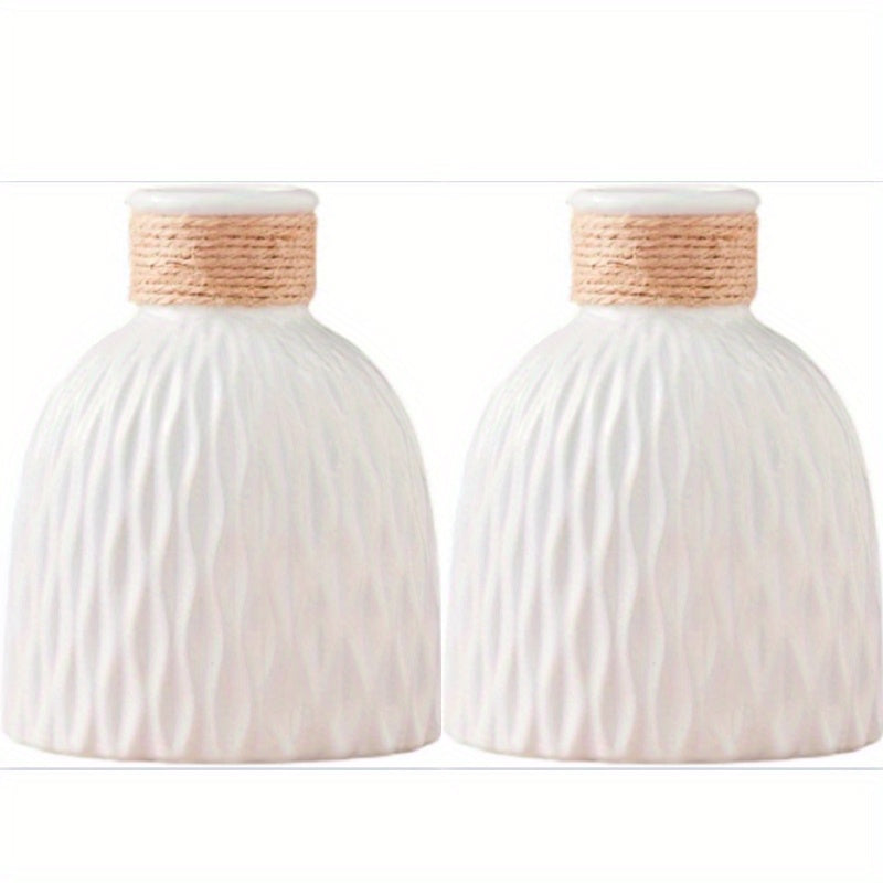 2 Pcs White Modern Nordic Plastic Vases, Simple Tabletop Water Bottles for Home Living Room & Dining Table Decor, Creative Artistic Party Decoration Pieces with Birthday Decor Accents