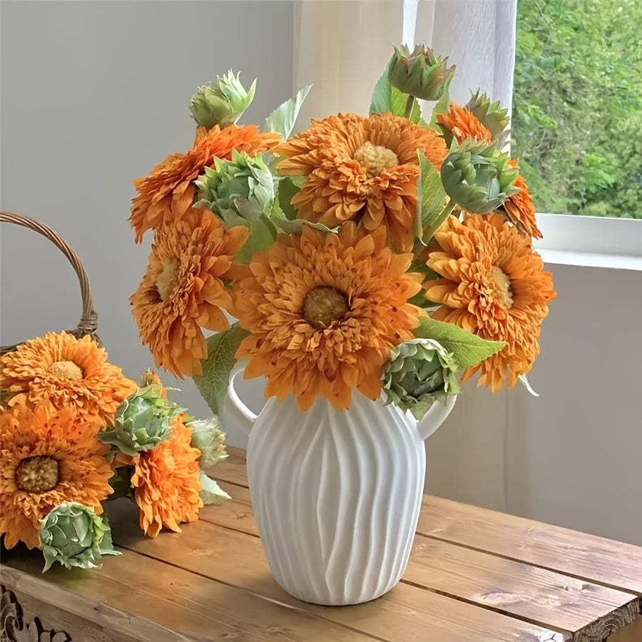 Bohemian Woven-Style Plastic Vase Suitable for Home Decor - Minimalist Striped White Round Cylindrical Vase with Woven Texture, Modern Centerpiece for Wedding Table, Housewarming Gift, Office Desk Arrangement, Plastic Flower