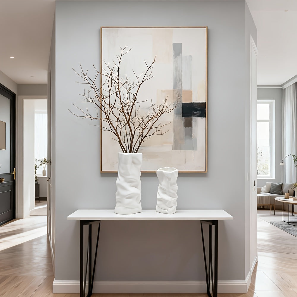 [Boho Bud Vase] Lightweight Shatterproof Large Round Plastic Bud Vase | Ceramic-Like Texture for Boho Style Home Decor, Ideal for Living Room, Dining Table, and Bedroom