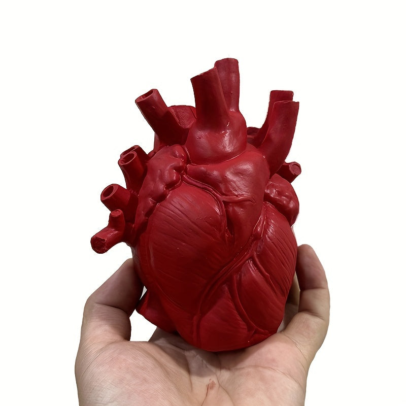 1pc Anatomical Heart Vase For Flowers, Resin Heart Shape Vases For Flowers, Heart Sculptures Desktop Ornament For Home Shelf Table Centerpieces