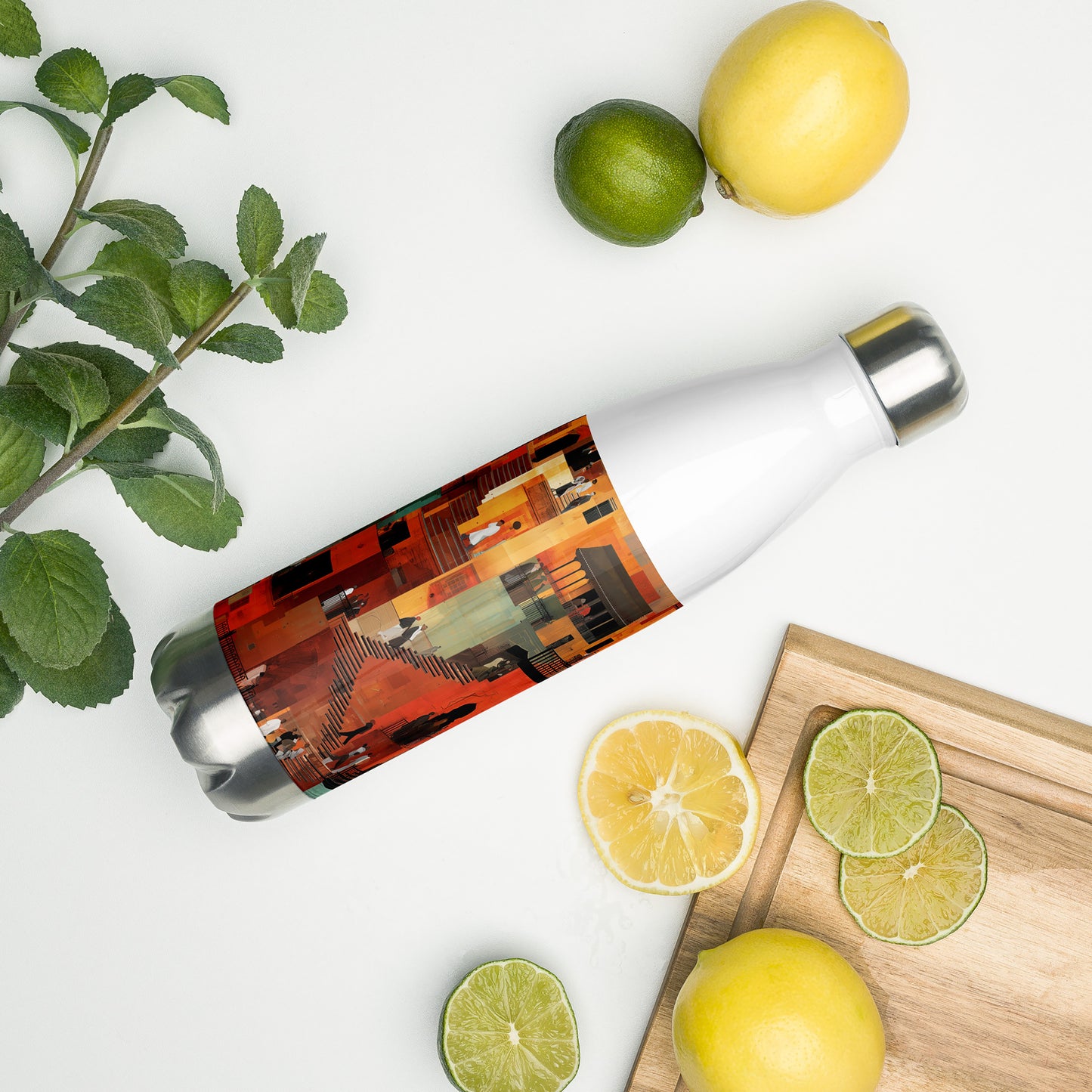 Tetrix City Layers Collage – Stainless Steel Water Bottle