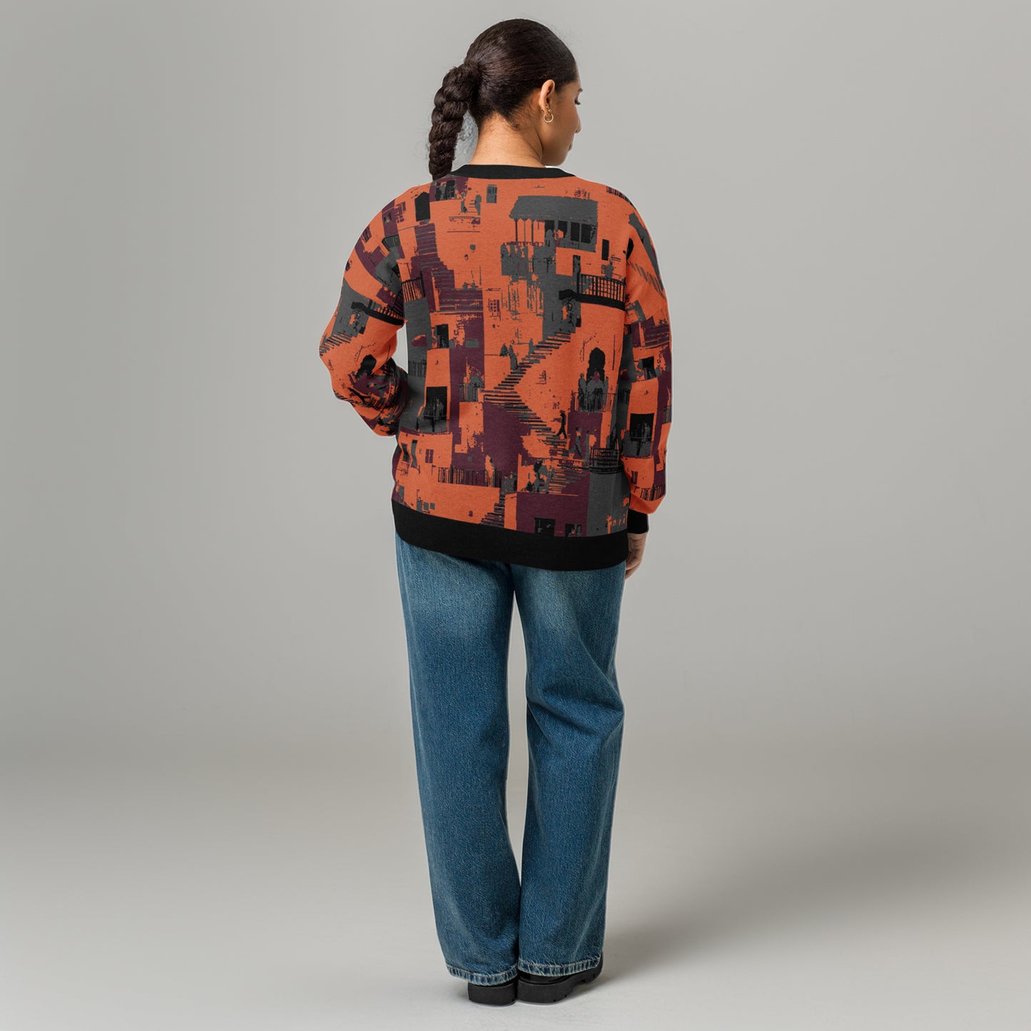 Tetrix City Layers Collage – Relaxed Fit Knitted Crew Neck Sweater