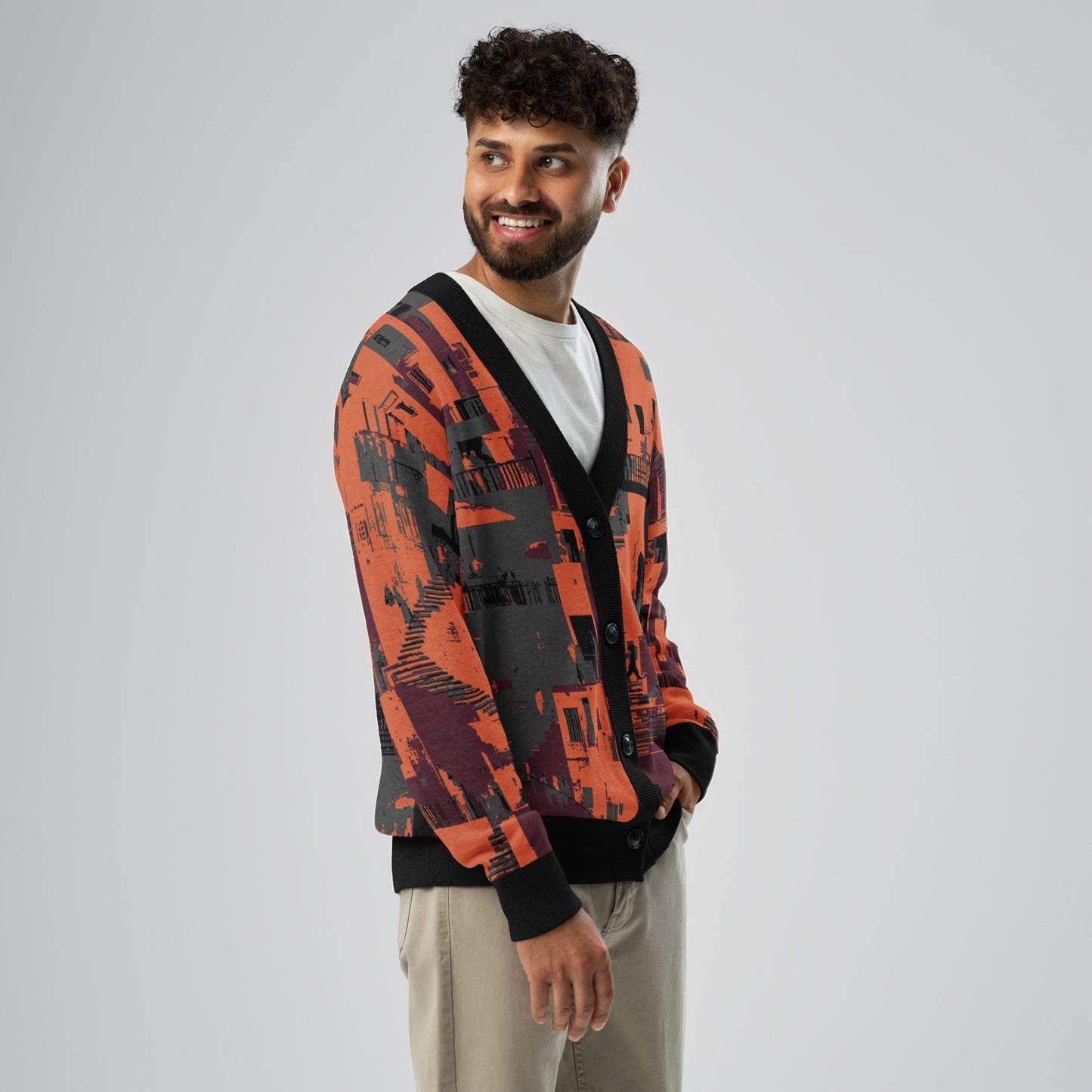 Tetrix City Layers Collage – Knitted Cardigan