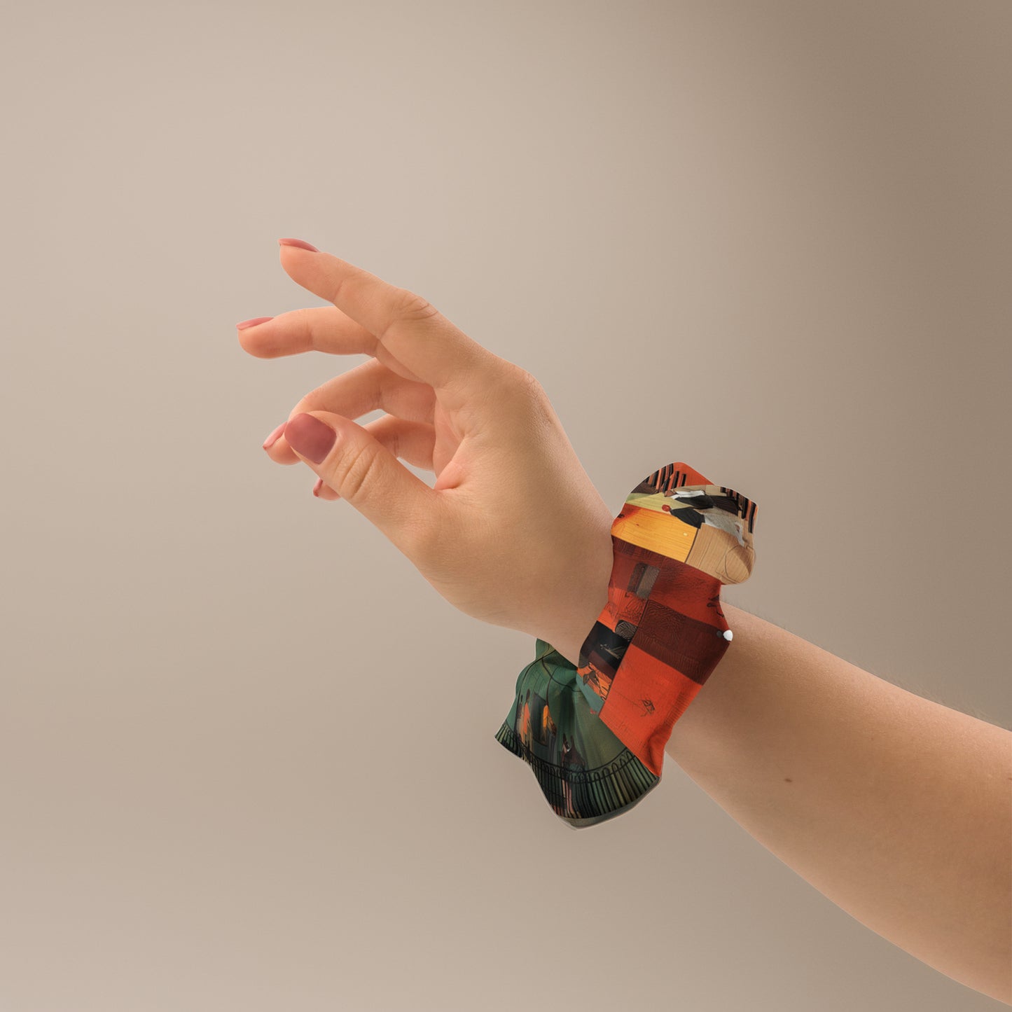 Tetrix City Layers Collage – All-Over Print Recycled Scrunchie