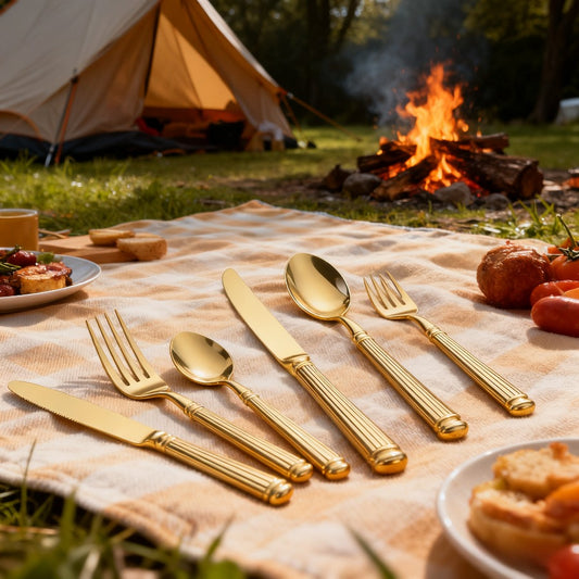 60/40/20pcs, Luxurious Striped Roman Column Stainless Steel Knife, Fork and Spoon Set, Kitchen Stainless Steel Tableware Set, Mirror-polished Finish, Suitable for Use in Households, Restaurants, Hotels and Parties, Can Be Was