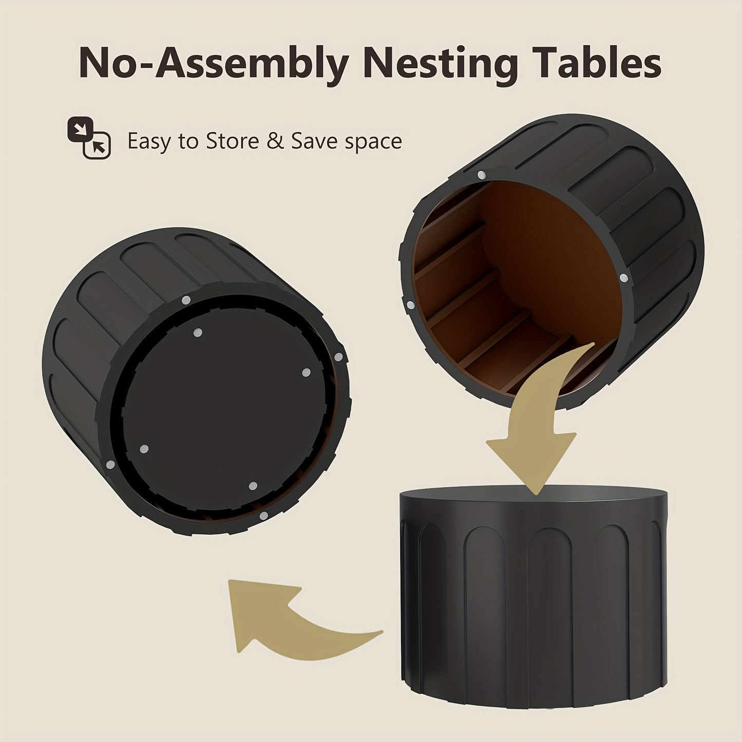 Modern Nesting Coffee Table Set of 2 – Arched Fluted Oak & Birch Tables