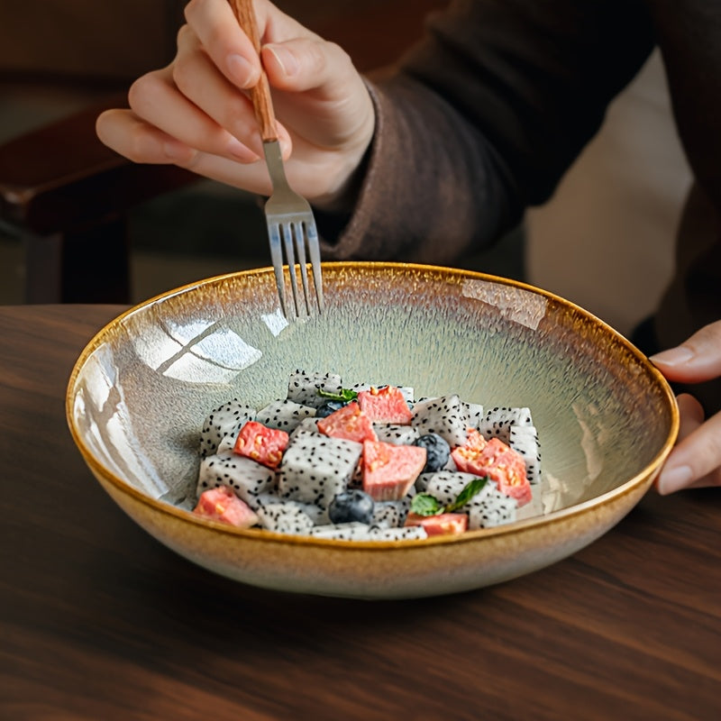 Flaming Color Asymmetrical Ceramic Plate (8") – Artistic Salad & Entrée Plate