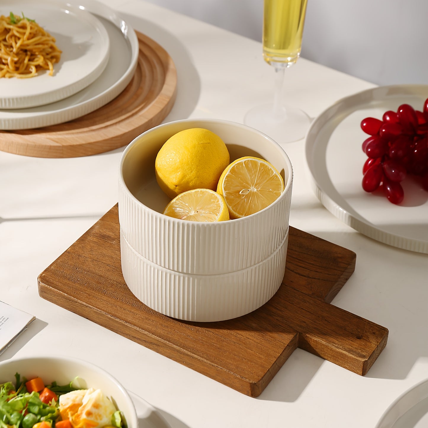 White Reactive Glaze Stoneware Dinnerware Set (12-Piece) – Chip & Scratch Resistant